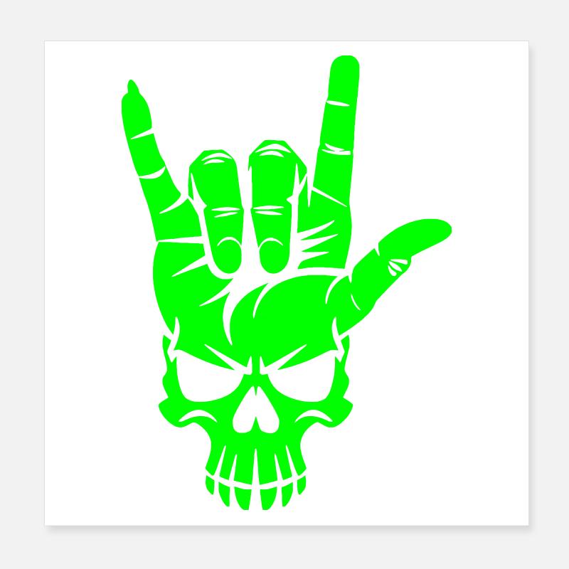 Rock 'n' Roll Crâne Geste de la main Poster 20 x 20 cm