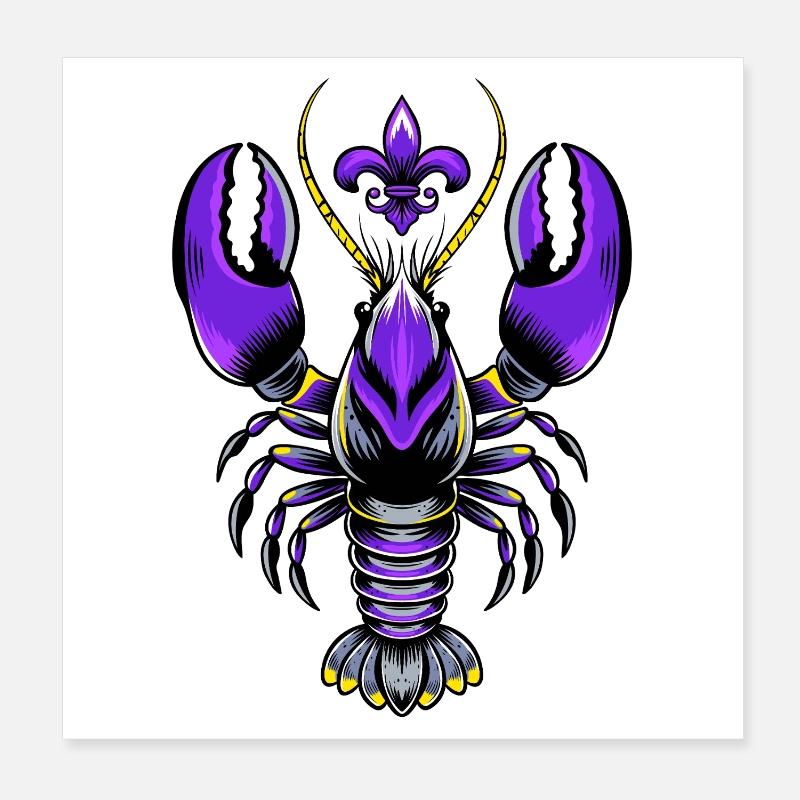 Mardi Gras Languste mit Fleur-de-Lis Design Poster 20x20 cm