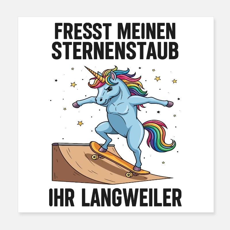 Skateboard Unicorn Poster 8" x 8" (20x20 cm)