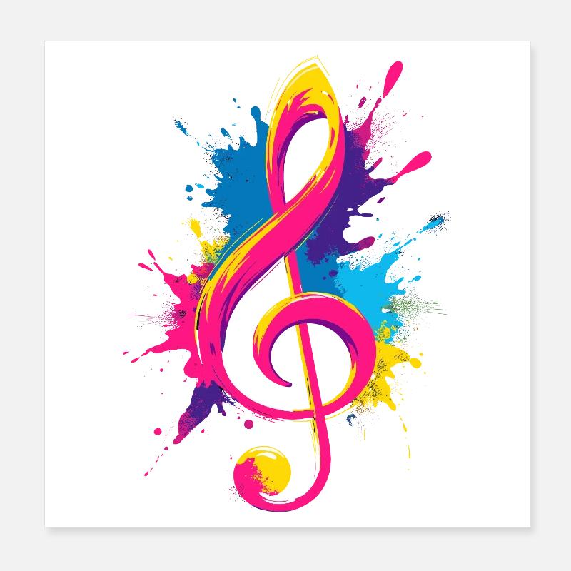 Clé colorée avec éclaboussures de peinture Poster 20 x 20 cm