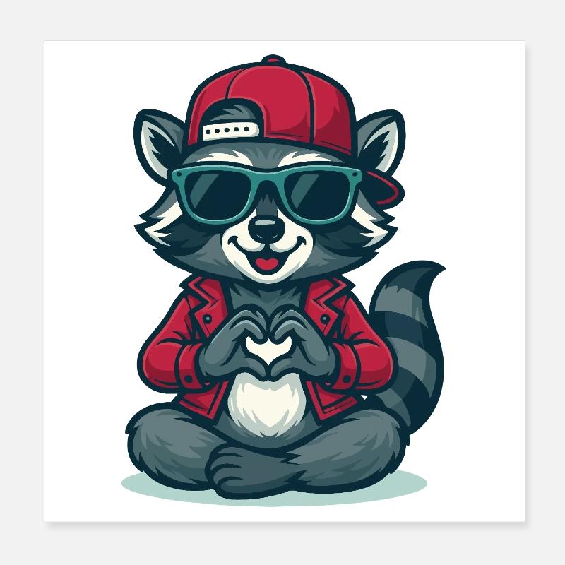 Coeur patte raton laveur bébé Poster 20 x 20 cm
