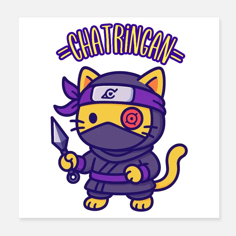 CHATRINGAN - Humour chat kawaii Poster 20 x 20 cm