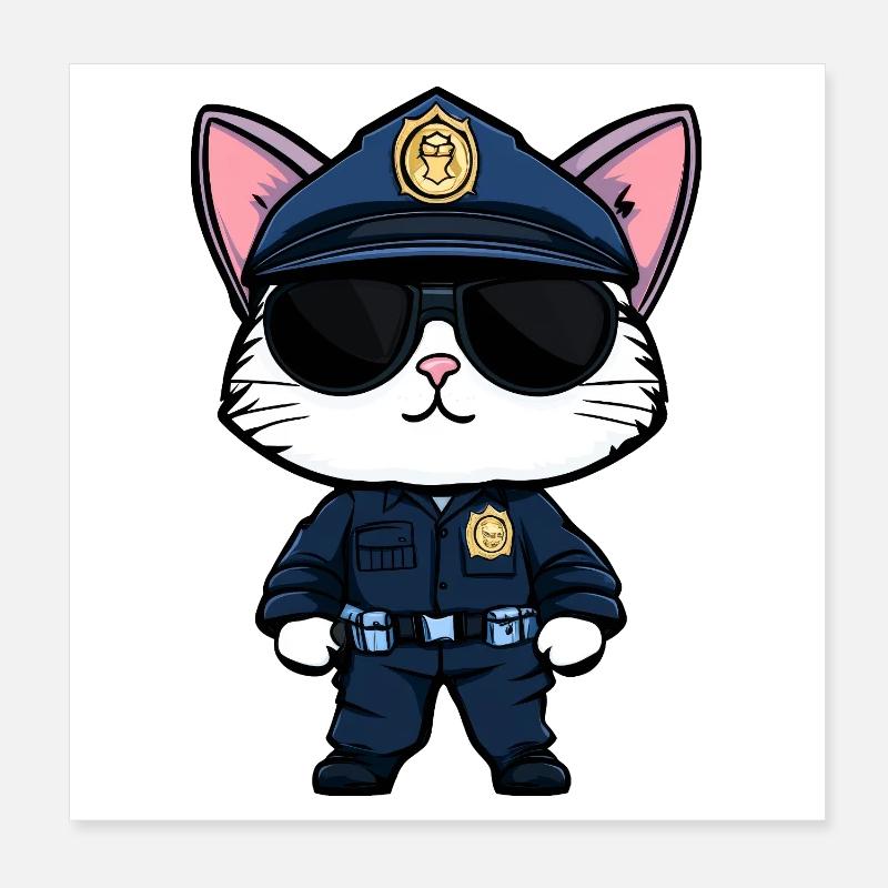 Chat policier Poster 20 x 20 cm