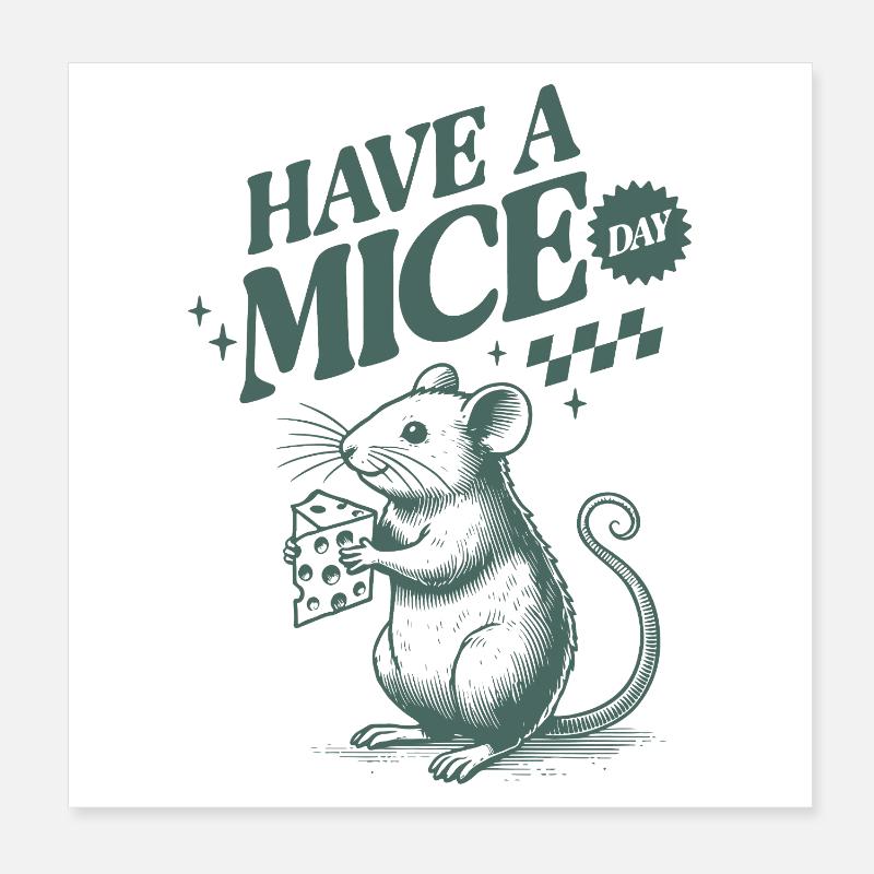 Humorous mouse with cheese star and text Poster 8" x 8" (20x20 cm)