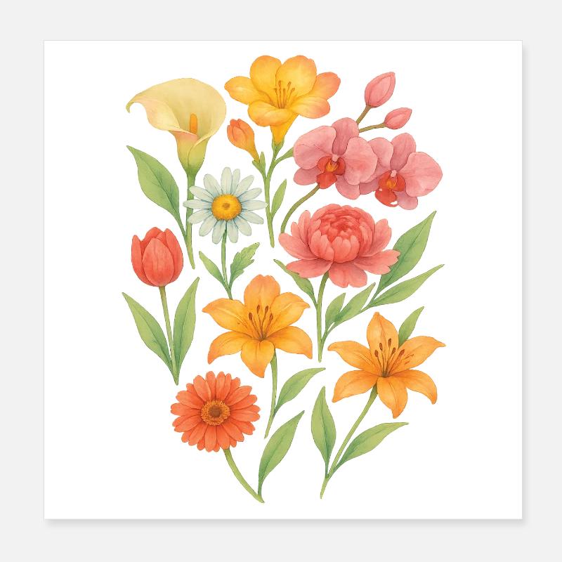 Composition florale pastel élégante Poster 20 x 20 cm