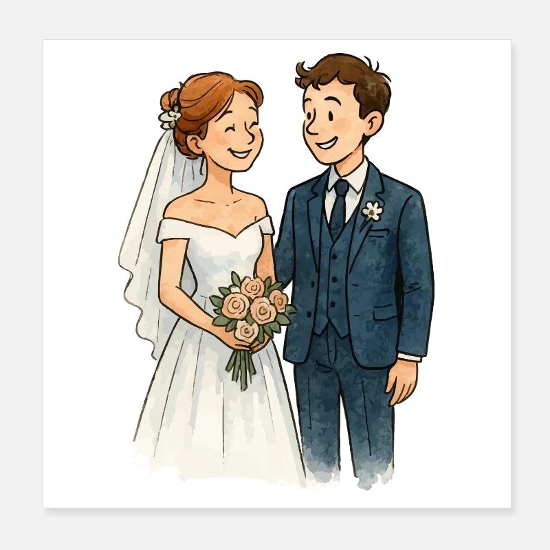 married couple comic Poster 8" x 8" (20x20 cm)