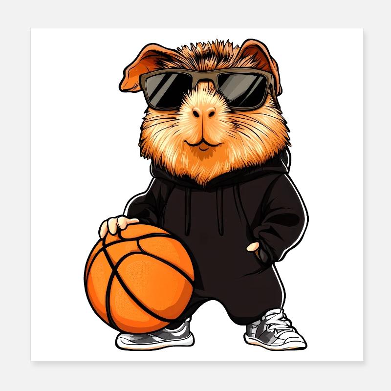 Basket-ball cochon d'Inde Poster 20 x 20 cm