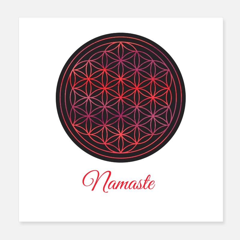 Namaste – Fleur de Vie Rouge & Noire Poster 20 x 20 cm