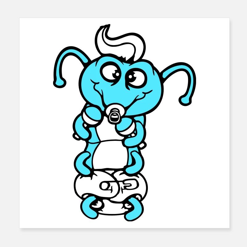 Raupe Baby Rassel Windel Schnuller Kind geboren Poster 20x20 cm