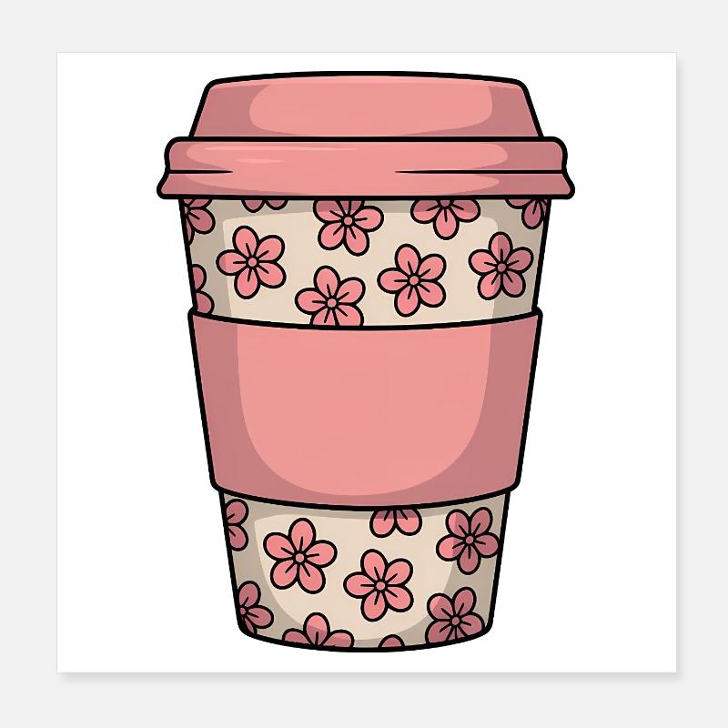Blumenfarbene Kaffeetasse Poster 20x20 cm