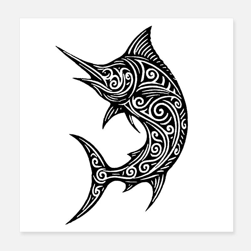 Conception d'art tribal Spearfish Poster 20 x 20 cm
