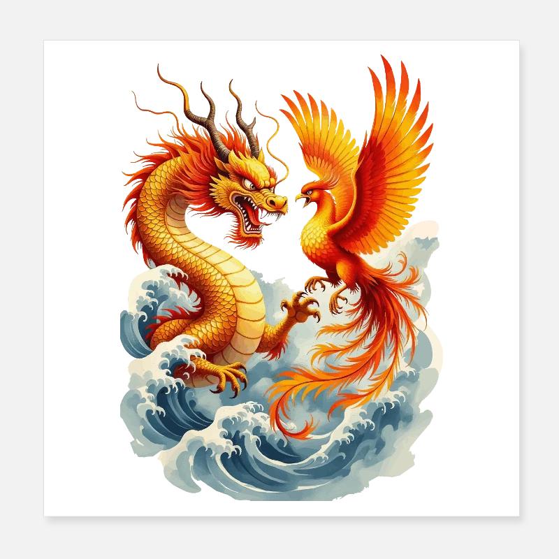 Vektor "Drache" und "Phönix" Poster 20x20 cm