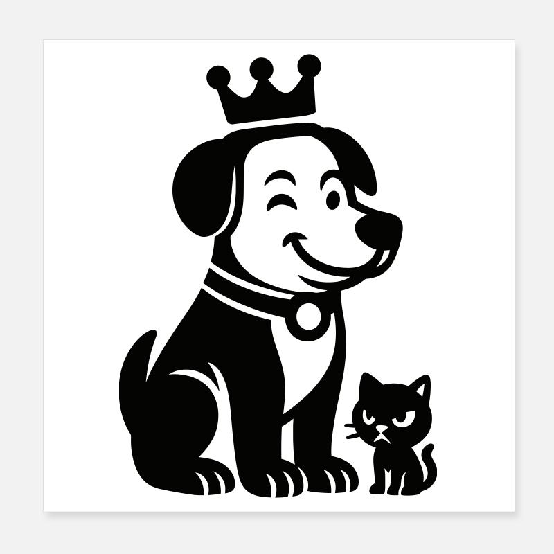 Chien royal avec chat Poster 20 x 20 cm