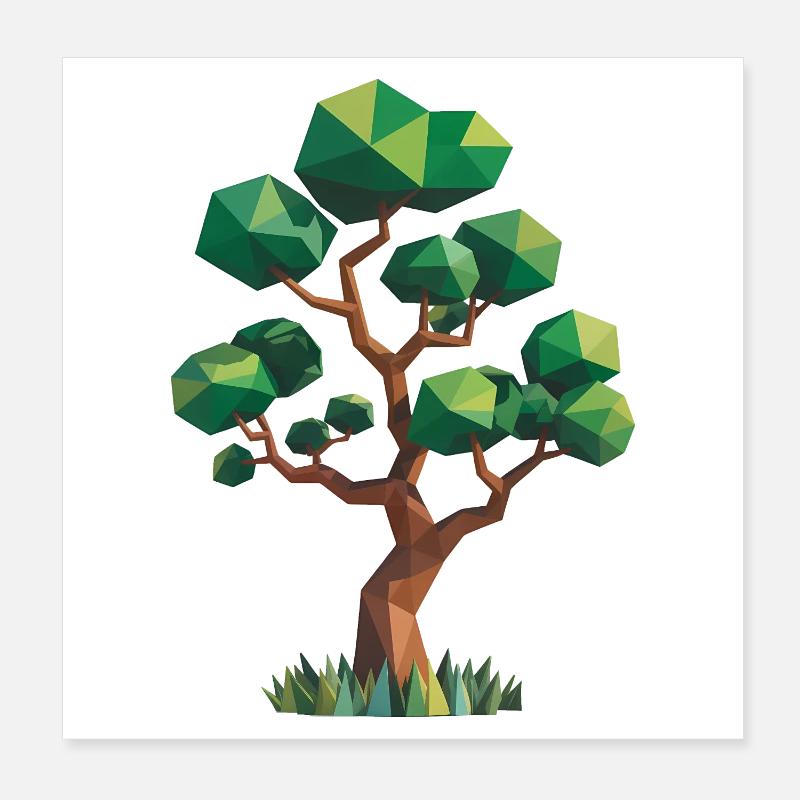 Baum - Cooles Low Poly Logo Poster 20x20 cm
