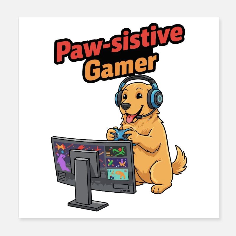PawSitive Gamer Jeu de chien Poster 20 x 20 cm