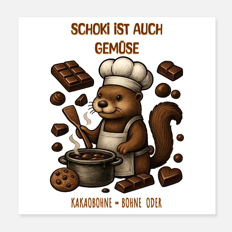 Maître cuisinier du castor au chocolat Poster 20 x 20 cm