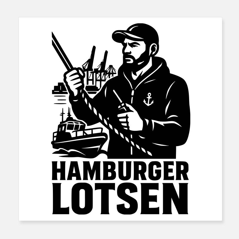 Hamburger Lotsen Hafen Poster 20x20 cm