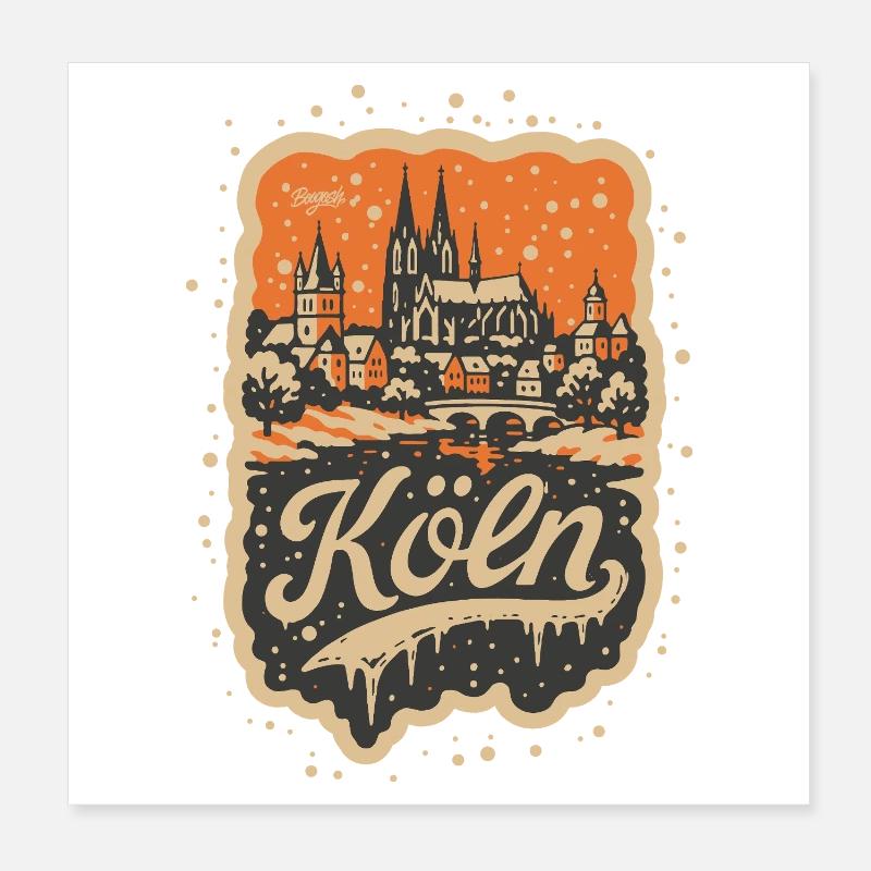 Cologne Winter Landscape Poster 8" x 8" (20x20 cm)