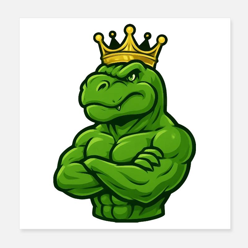 Starker T-Rex Dinosaurier mit Krone Selbstbewusst  Poster 20x20 cm