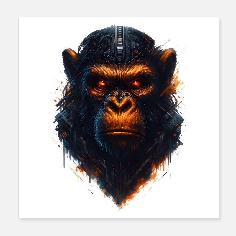 Cyberpunk Monkey Poster 8" x 8" (20x20 cm)