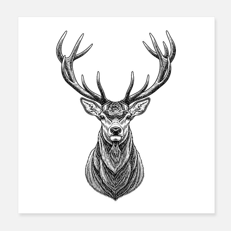 Deer Antlers | Hunter Forest & Nature Gift Poster 8" x 8" (20x20 cm)