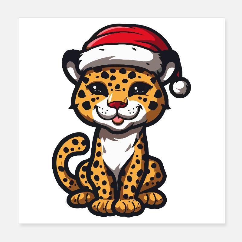 Leopard Weihnachten Poster 20x20 cm