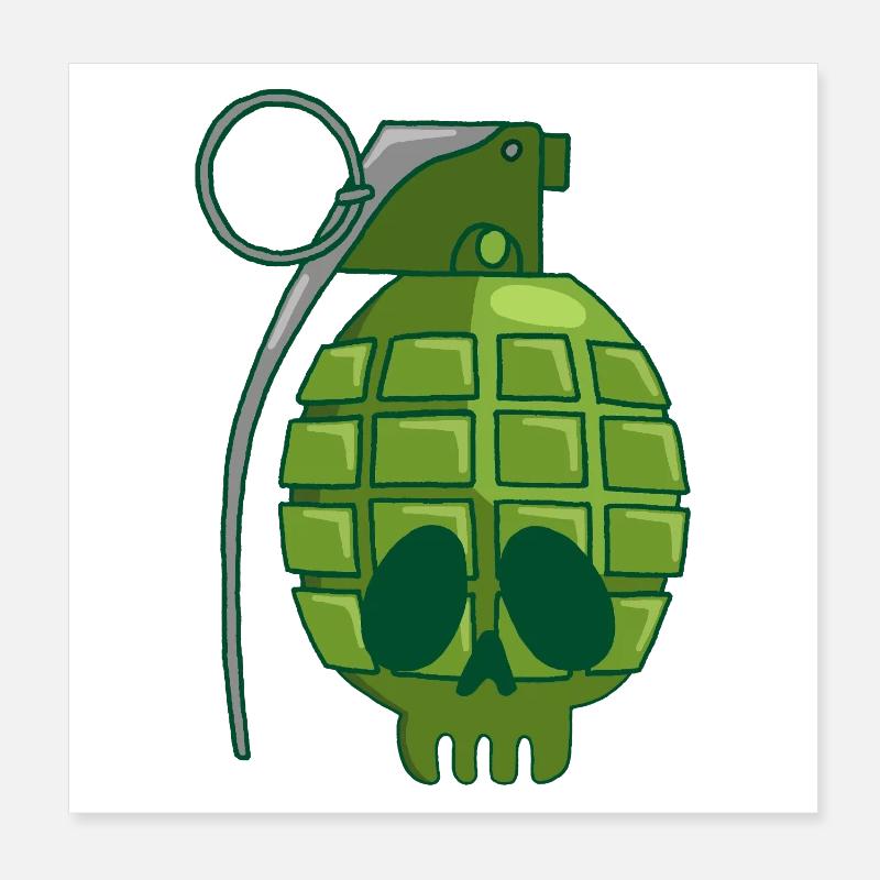 Crâne de grenade Poster 20 x 20 cm