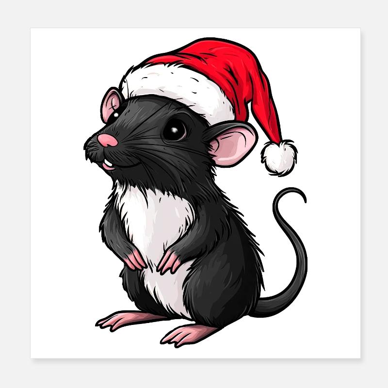 Rat de Noël Poster 20 x 20 cm