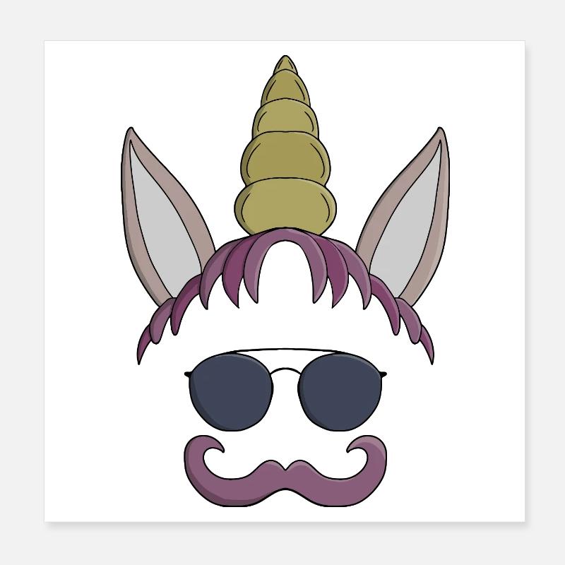Moustache de licorne Poster 20 x 20 cm
