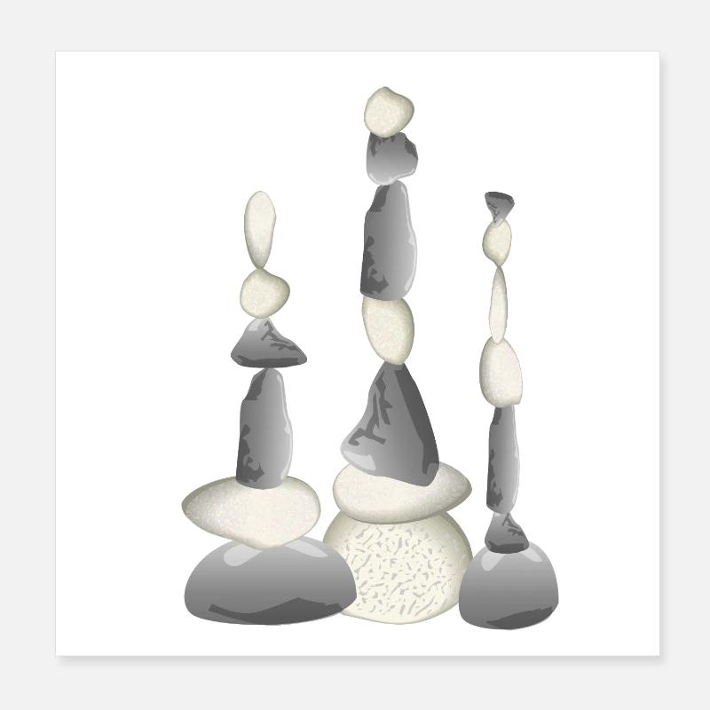 Three Zen-style balancing stone towers Poster 8" x 8" (20x20 cm)