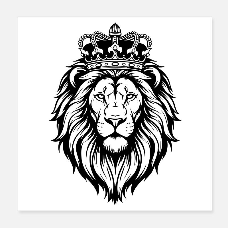 Majestätischer Löwe mit Krone Poster 20x20 cm