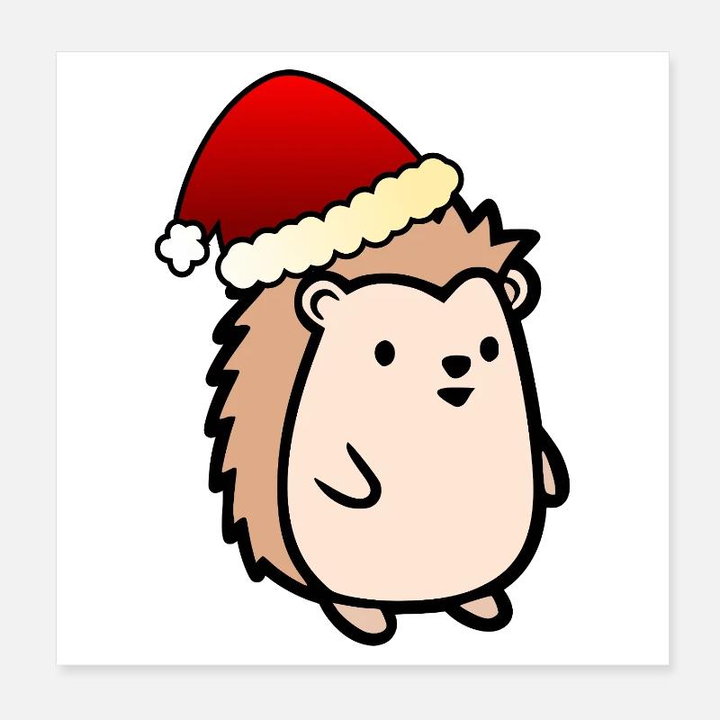 Hérisson de Noël du Père Noël Poster 20 x 20 cm