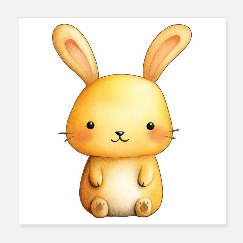 Petit Lapin Doux – Illustration Bébé Mignonne Poster 20 x 20 cm