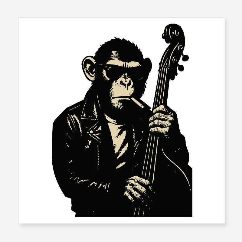 Monkey Rocker Basse en cuir Poster 20 x 20 cm