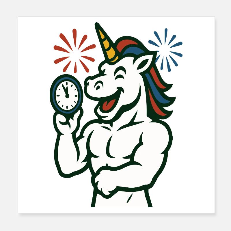 Mascotte illustrée du Temps de la Licorne Forte Poster 20 x 20 cm