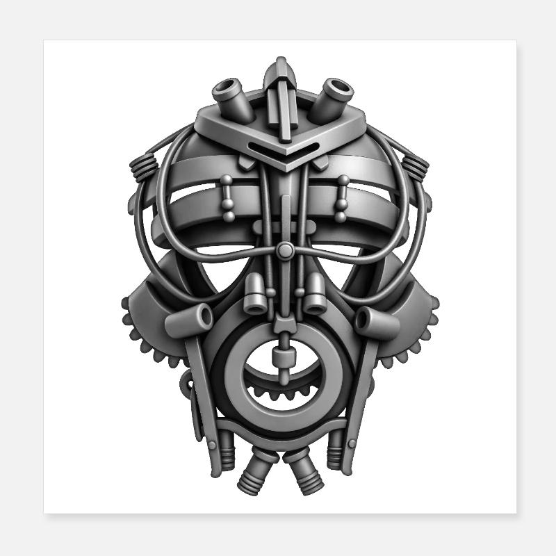 ROBOT MASK #1 - black & white Poster 20 x 20 cm