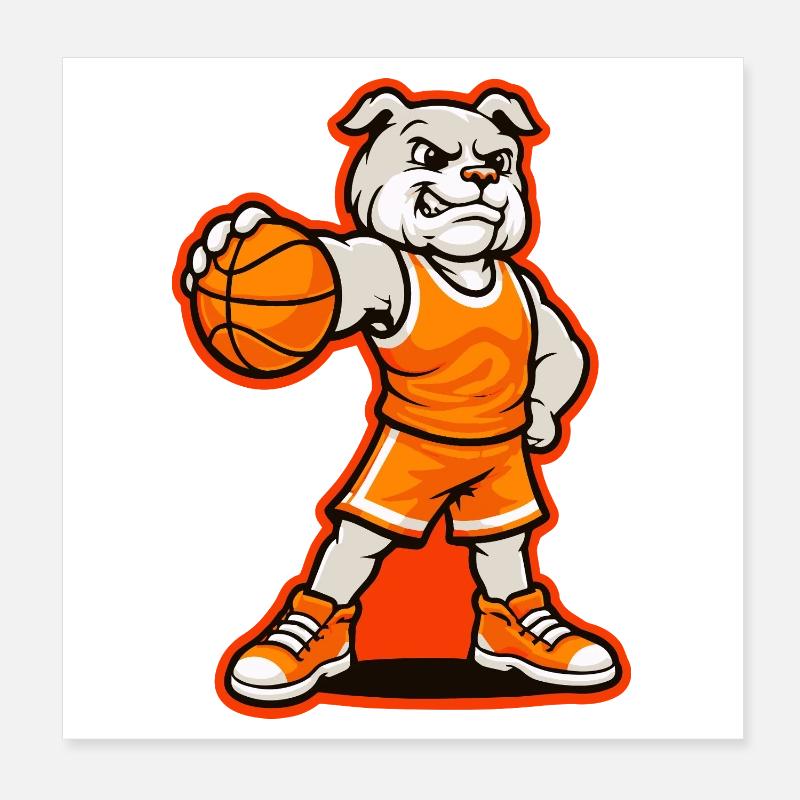 Basketball-Bulldoggen-Maskottchen-Powerpose Poster 20x20 cm