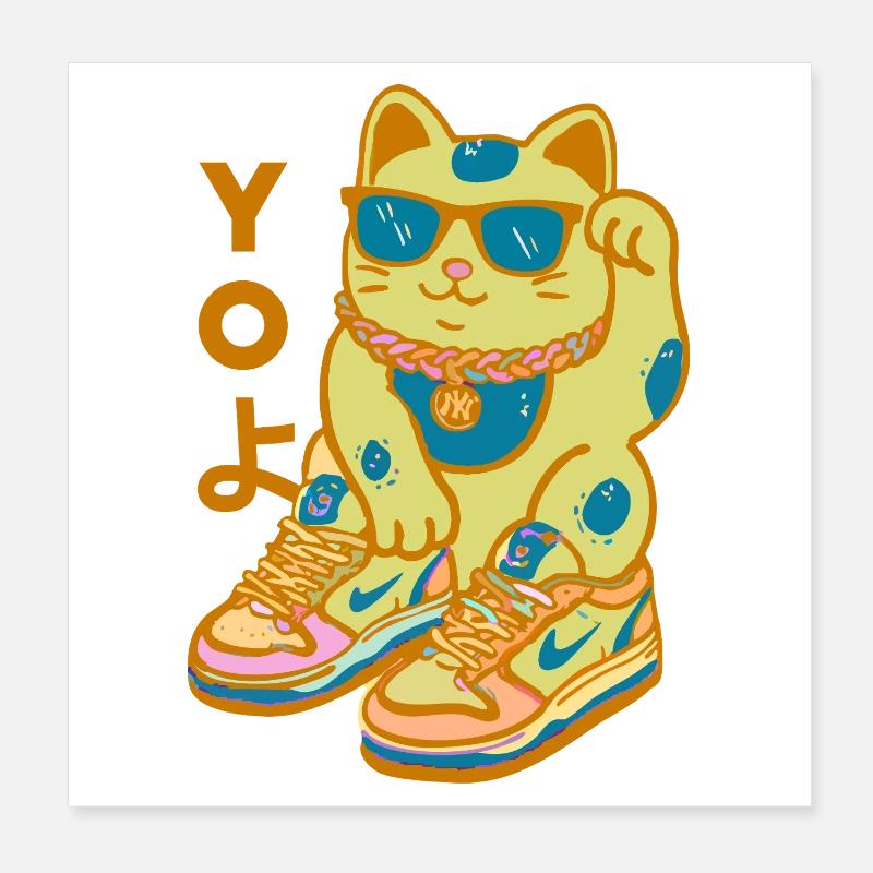 Kawaii Cat Sneakerhead Bling Poster 8" x 8" (20x20 cm)