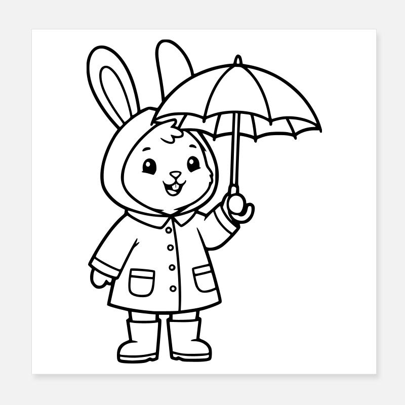 Petit Imperméable Vecteur Parapluie Poster 20 x 20 cm