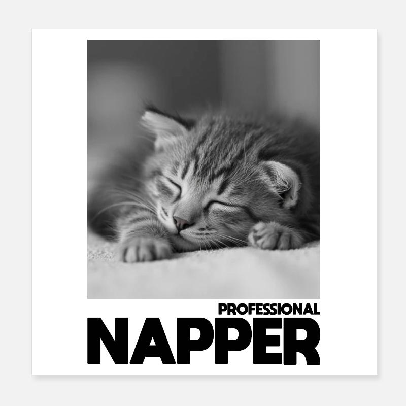 Dormeur professionnel – Chat endormi Poster 20 x 20 cm