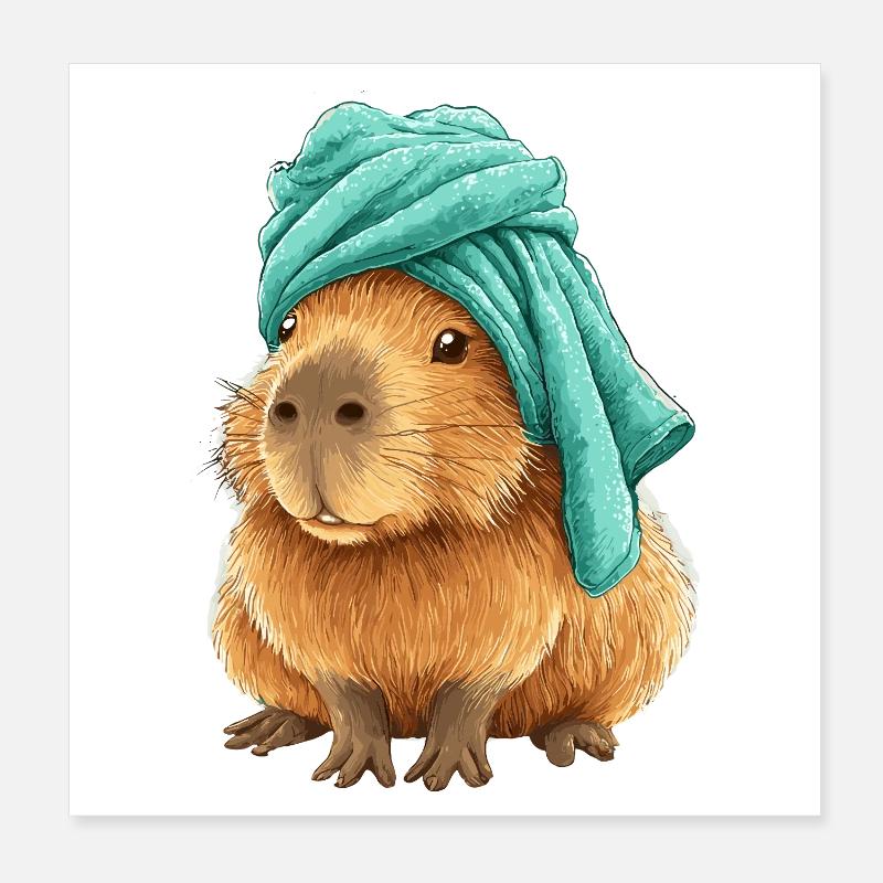 Capybara with cloth Poster 8" x 8" (20x20 cm)