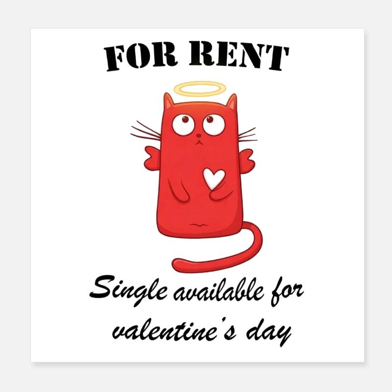 Chat rouge angélique à louer pour Saint-Valentin Poster 20 x 20 cm