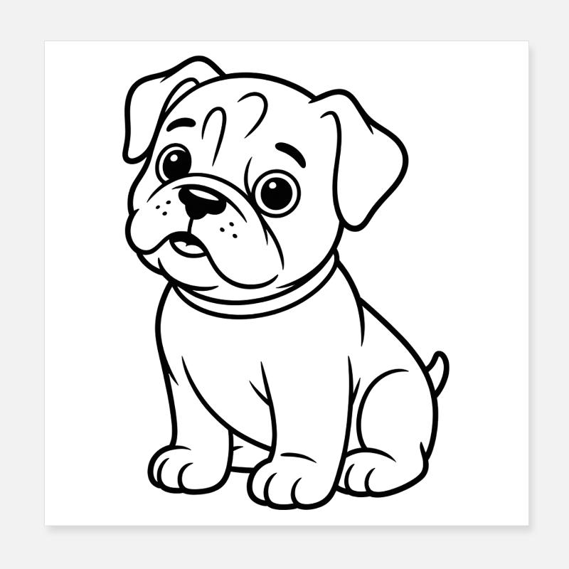 Dessin de contour Carlin : museau mignon Poster 20 x 20 cm