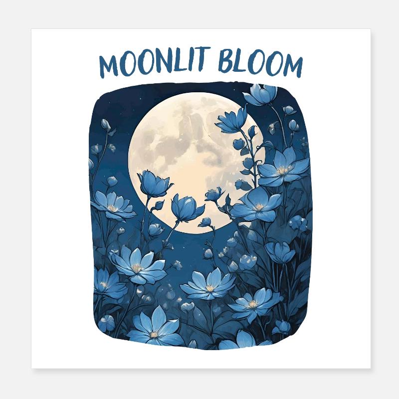 Moonlight Flowers Poster 8" x 8" (20x20 cm)