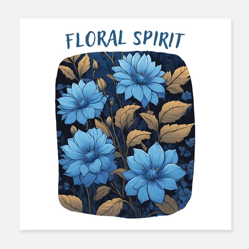 Fleurs Bleues Poster 20 x 20 cm
