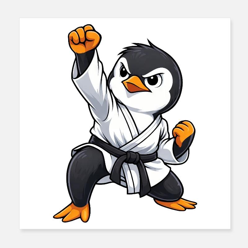Pinguin Kampfsport Karate Japan Traditionell Poster 20x20 cm