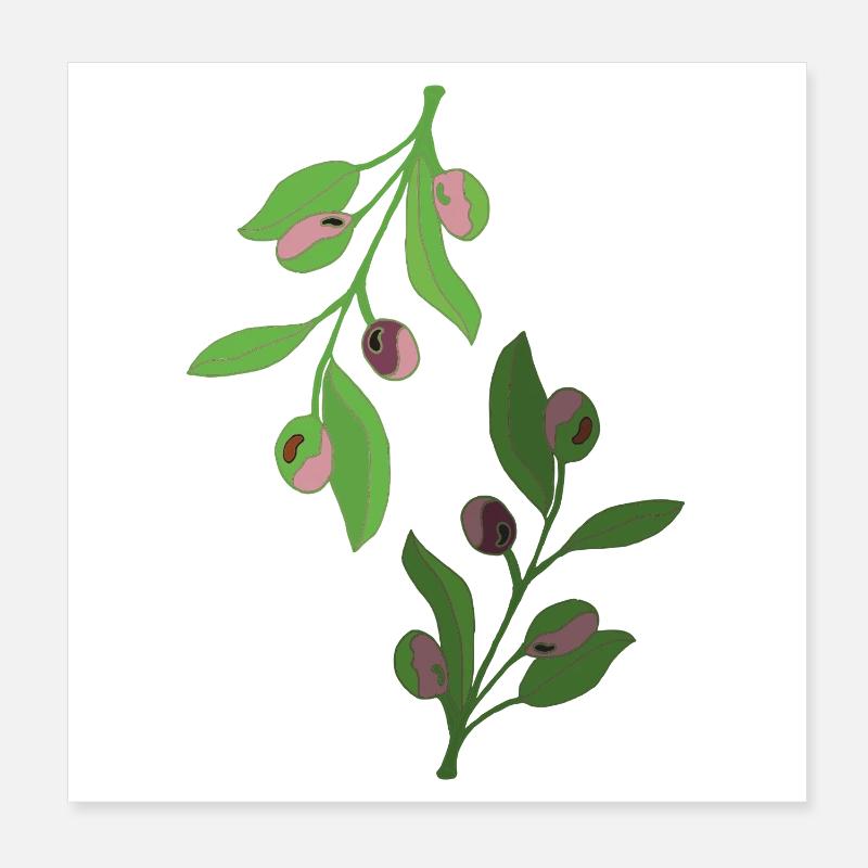 branches d’olivier, vert rose Poster 20 x 20 cm