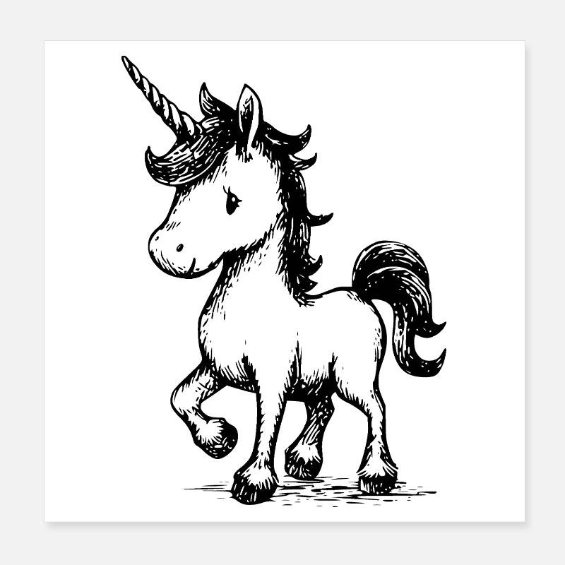 putziges Einhorn Poster 20x20 cm