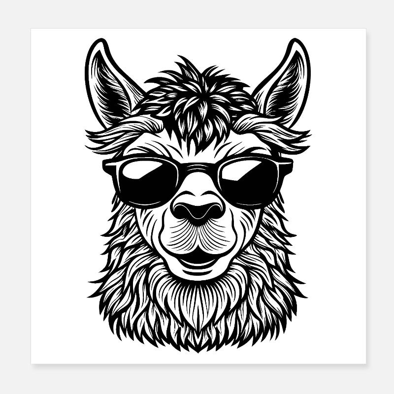 Llama face Poster 8" x 8" (20x20 cm)