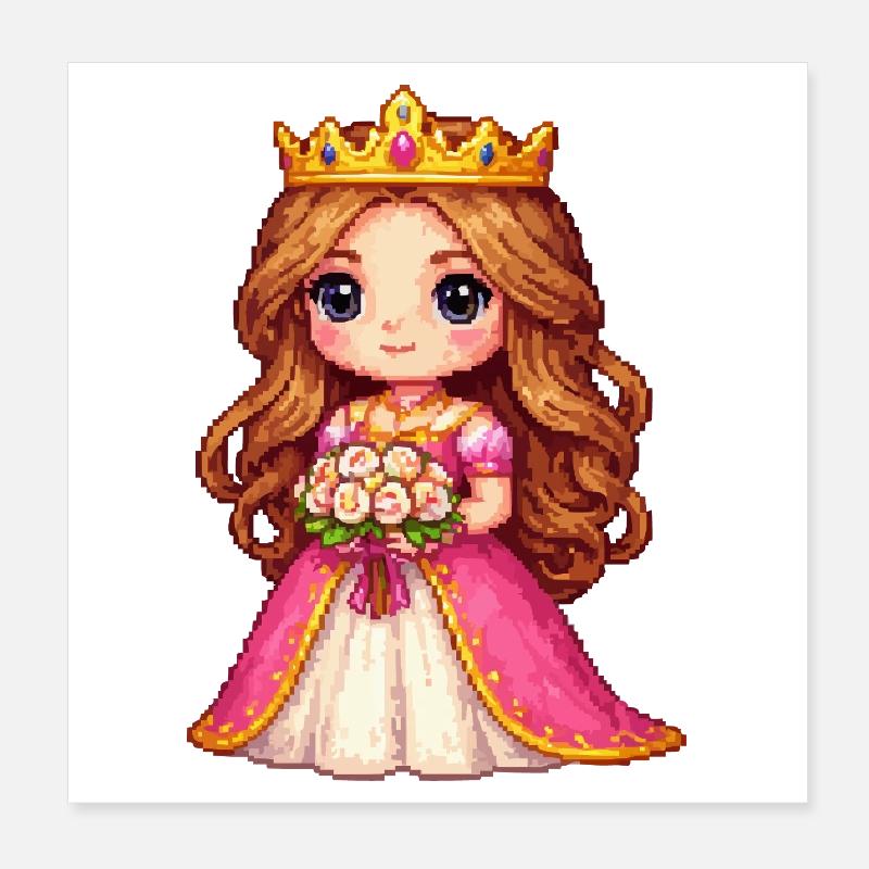 Princesse Pixel Reine des Fleurs Poster 20 x 20 cm